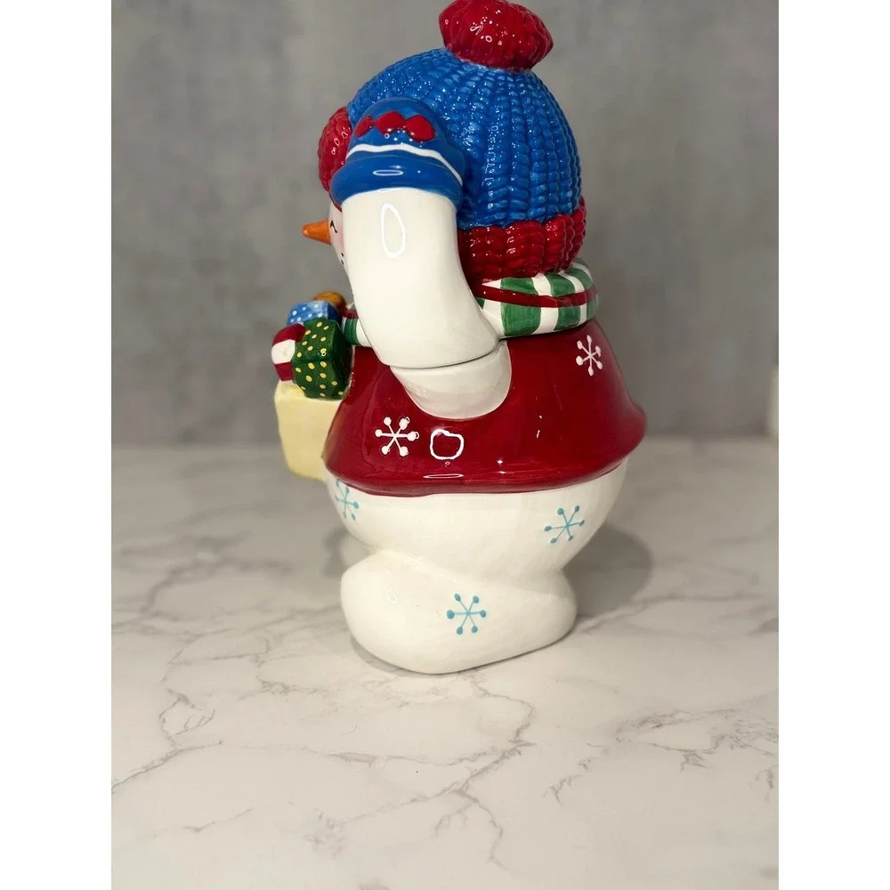 Studio Nova Festive Frosty Snowman Cookie Jar KT700 Christmas Holiday Ceramic